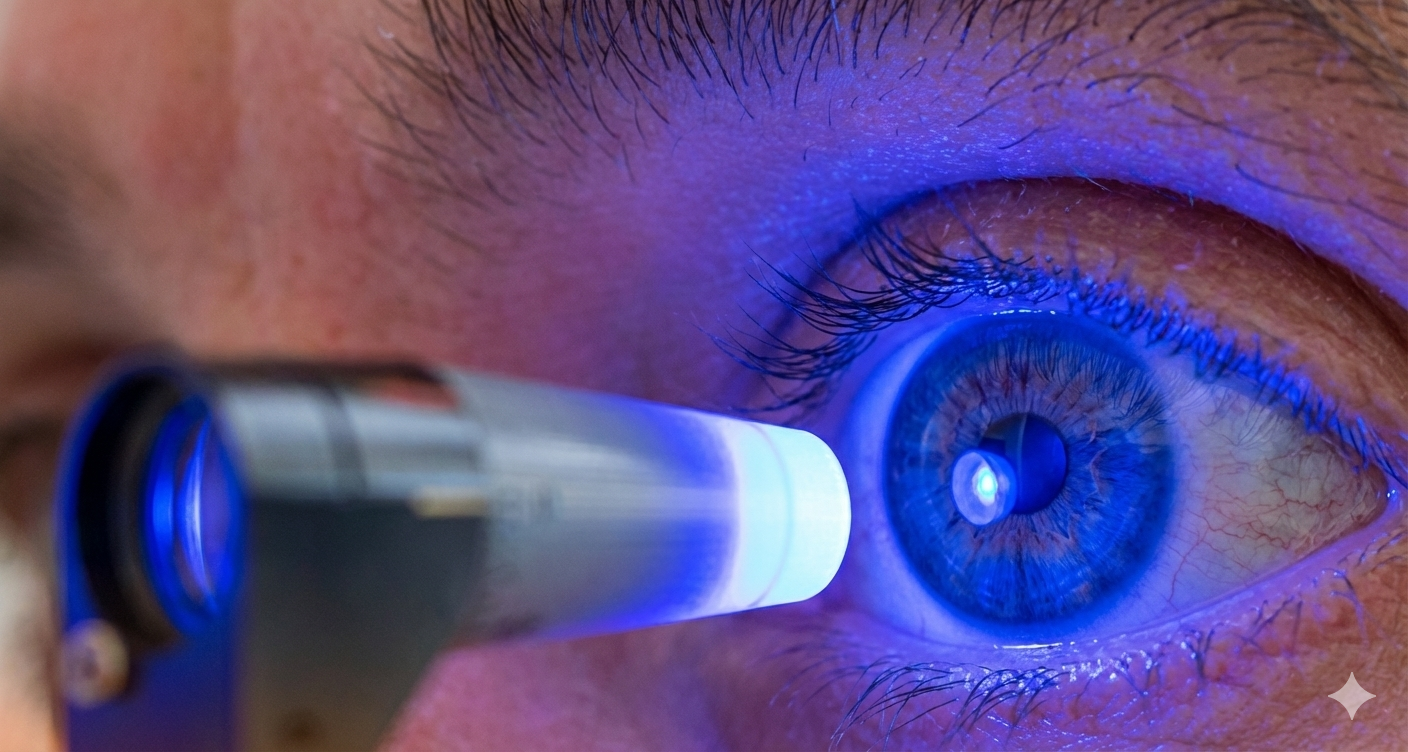 Examen visual con luz azul